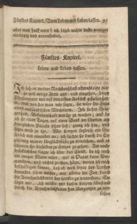 Fünftes Kapitel. Leben und Leben lassen.