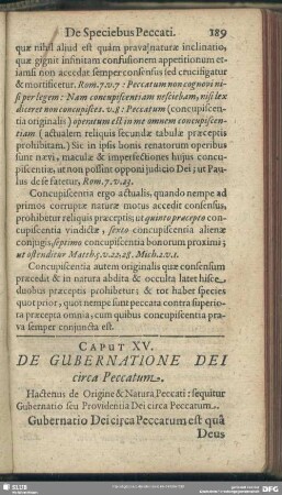 Caput XV. De Gubernatione Dei circa Peccatum