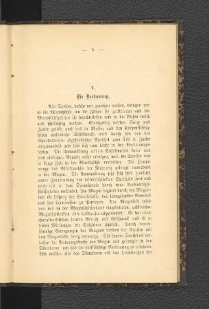 I. Die Verdauung.