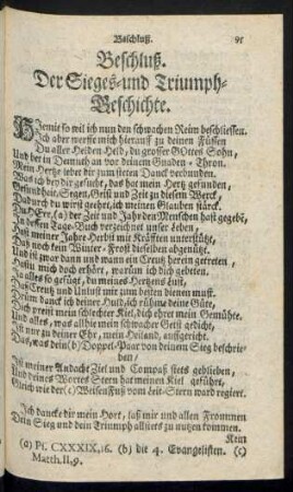 Beschluß. Der Sieges- und Triumph-Geschichte