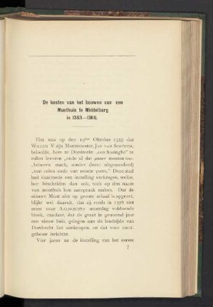 De kosten van het bouven van een Munthuis te Middelburg in 1363 — 1366