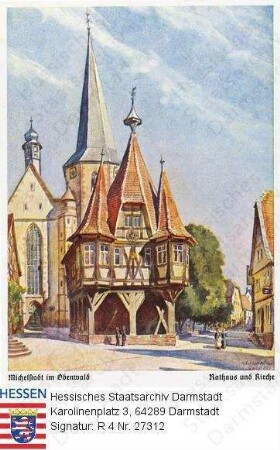 Michelstadt im Odenwald, Rathaus und Kirche