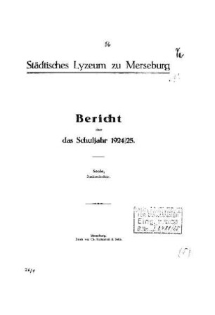 1924/25: Bericht ... - 1924/25