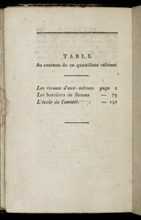 Table du contenu de ce quatrième volume
