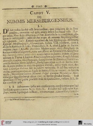 Caput V: de Nummis Merseburgensibus