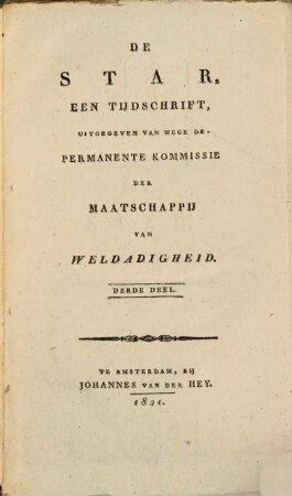 De star : een tijdschrift. 3. 1821, Stuk 1
