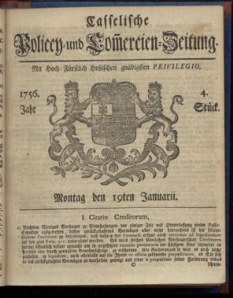 4. Stueck, Montag den 19ten Januarii 1756