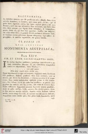 Classis IV, quae continet Monumenta Aegyptiaca