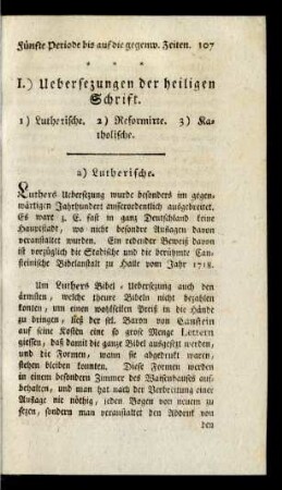 I.) Uebersezungen der heiligen Schrift.