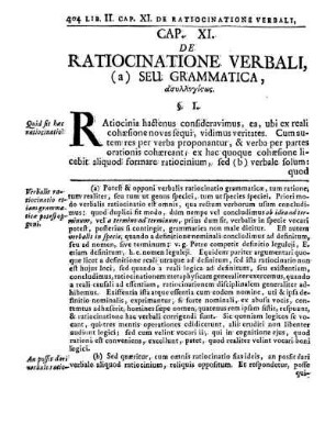 Cap. XI. De Ratiocinatione Verbali, Seu Grammatica, ἀσυλλογίςως.