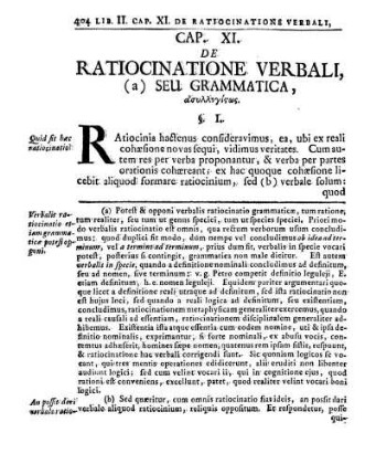 Cap. XI. De Ratiocinatione Verbali, Seu Grammatica, ἀσυλλογίςως.
