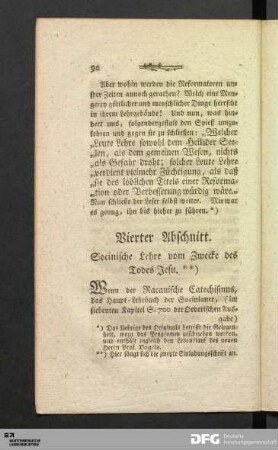 Vierter Abschnitt. Socinische Lehre vom Zwecke des Todes Jesu. **)