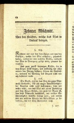 Zehnter Abschnitt. Von den Kräften, welche das Blut in Umlauf bringen