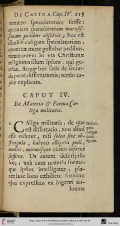 Caput IV.: De Materia & Forma Caligae militaris