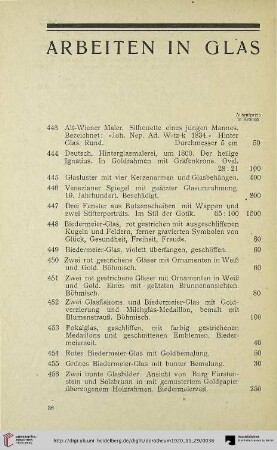 Arbeiten in Glas (Nr. 443-526)