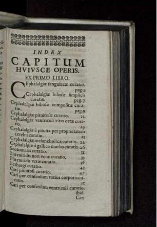 Index Capitum Huiusce Operis