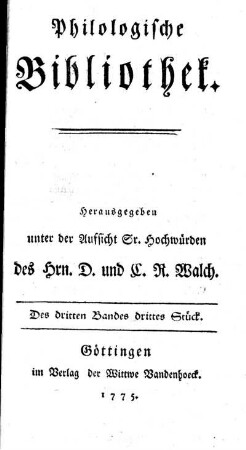 Des dritten Bandes drittes Stück.