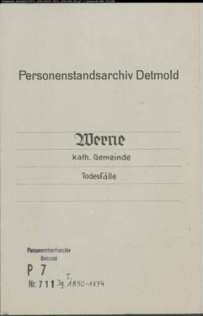 Kirchenbuchduplikate der katholischen Gemeinde (T 1850-1874). (Gemeinde: Katholische Gemeinde Stadt und Kirchspiel)