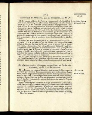 Observation de Médecine;