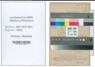 Entnazifizierung Mathilde Wolfram , geb. 04.11.1896 (Pflegerin)
