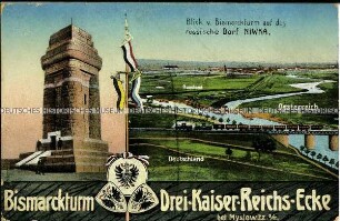 Der Bismarckturm am Dreikaisereck bei Myslowitz (Mysłowice)