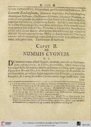 Caput II: de Nummis Cygneis