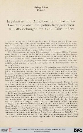 Ergebnisse und Aufgaben der ungarischen Forschung über die polnisch-ungarischen Kunstbeziehungen im 16-19. Jahrhundert