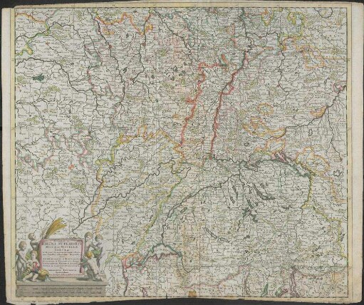 Accuratissima Rheni Superioris Mosae et Mosellae Tabula : ac Minores in eosdem in fluentes Fluvii cum Omnibus adherentibus Regionibus Sicut Archiepiscopatus et Electoratus Moguntini et Palatinatus Rheni, Lotharingiae, Helvetiae, Alsat., Sueviae, et Comitatus Burgundiae etc.