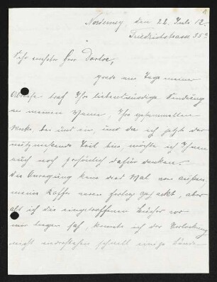 Brief von Edith Borchardt an Gerhart Hauptmann
