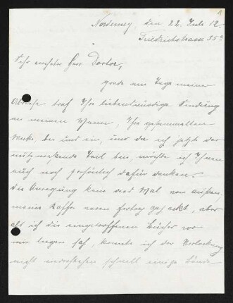 Brief von Edith Borchardt an Gerhart Hauptmann