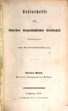 Zeitschrift der Deutschen Morgenländischen Gesellschaft : ZDMG. 4, 4. 1850
