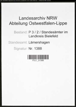 Sterberegister Standesamt Lämershagen