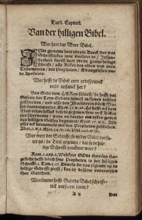 Dat I. Capittel. Van der hilligen Bibel.