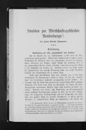 Studien zur Wirtschaftsgeschichte Rendsburgs.