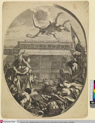 [Die Völker vor der Statue der Justitia; Les Peuples devant la figure de la Justice]