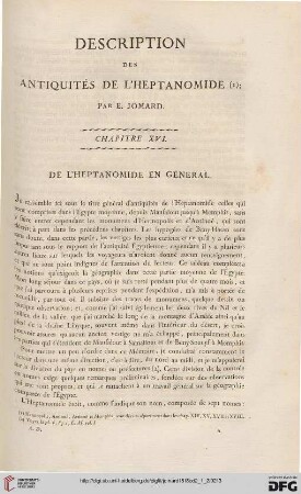Description des antiquités de l’Heptanomide (I)