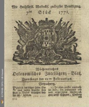 7tes Stück, Dienstags den 12ten Februarius 1771