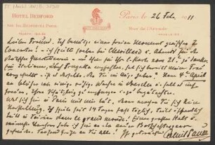 Brief an Ludwig Strecker (senior) und B. Schott's Söhne : 26.02.1911
