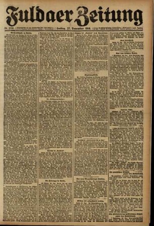 Ausgabe vom Freitag, den 27. Dezember 1918.