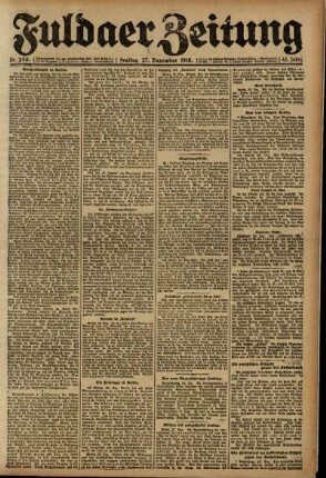 Ausgabe vom Freitag, den 27. Dezember 1918.