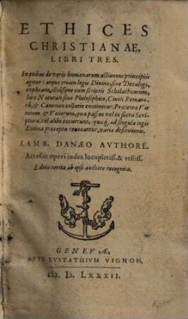 Ethices Christianae, Libri Tres