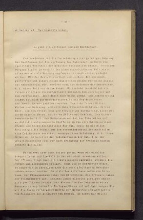 4. Lehrbrief. Das bewusste Leben. Es gibt ein Vordenken und ein Nachdenken.