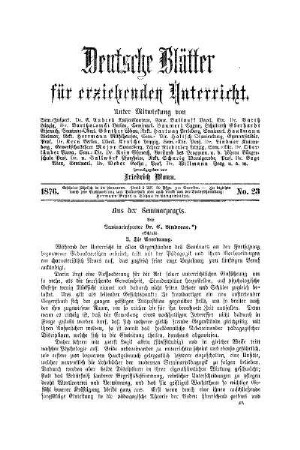 Aus der Seminarpraxis : (Schluß)
