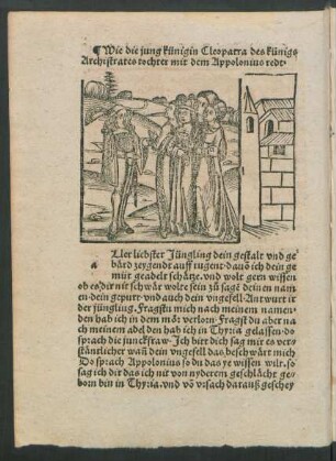 Wie die jung künigin Cleopatra des künigs Archistrates tochter mit dem Appolonius redt.