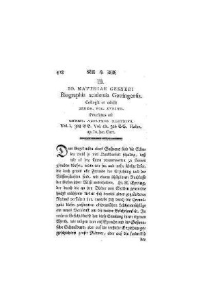 10. Matthiae Gesneri Biographia academia Gottingensis. Collegit et edidit Ierem. Nic. Eyring. Praefatus est Christ. Adolphvs Klotzivs
