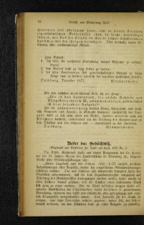 Ueber das Gedächtniß
