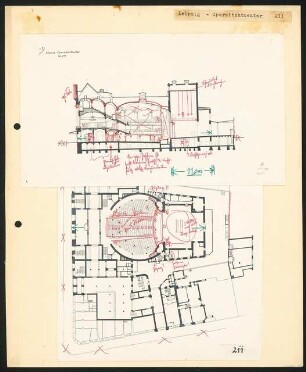 Central-Theater, Leipzig: Grundriss und Längsschnitt