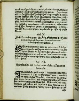 Ad XI. Wird intitulirt Resolutio ultima Senatus Bremensis.