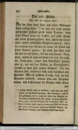 Der 126. Psalm. Ein Lied im höhern Chor