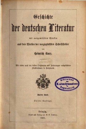 Geschichte der deutschen Literatur : mit ausgewählten Stücken aus den Werken der vorzüglichsten Schriftsteller, 2